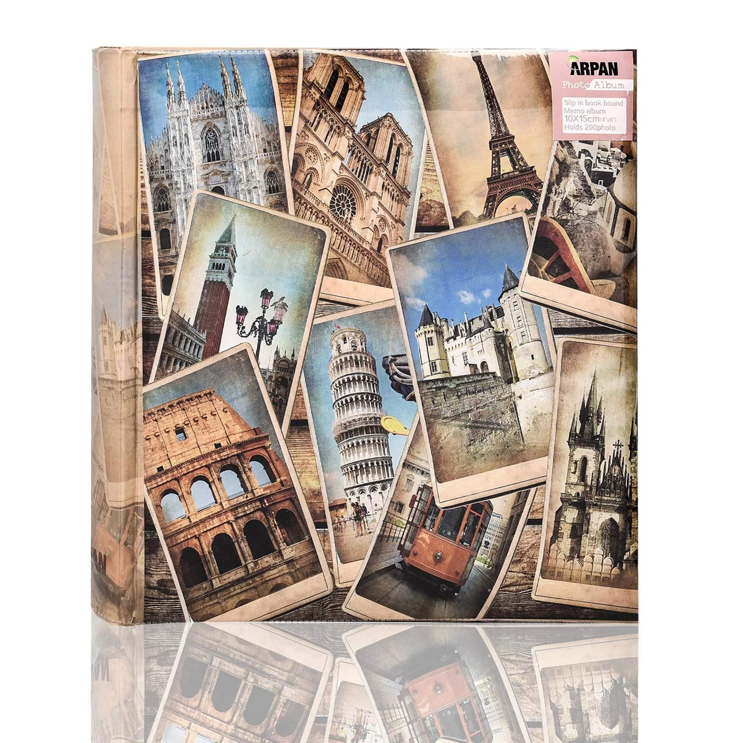 Фотоальбом Arpan Винтаж коллаж UK-European Travel Memo 10 x 15 см для 200 фотографий 4 x 6'', фото №1 Фотоальбом Arpan Винтаж коллаж UK-European Travel Memo 10 x 15 см для 200 фотографий 4 x 6'', фото №1