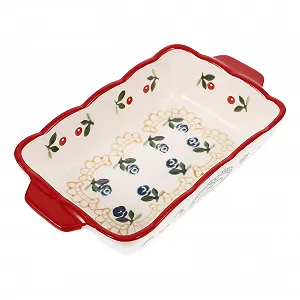 Форма для запікання керамічна прямокутна з ручками термостійка для мікрохвильової печі та духовки зносостійка - Фото 1