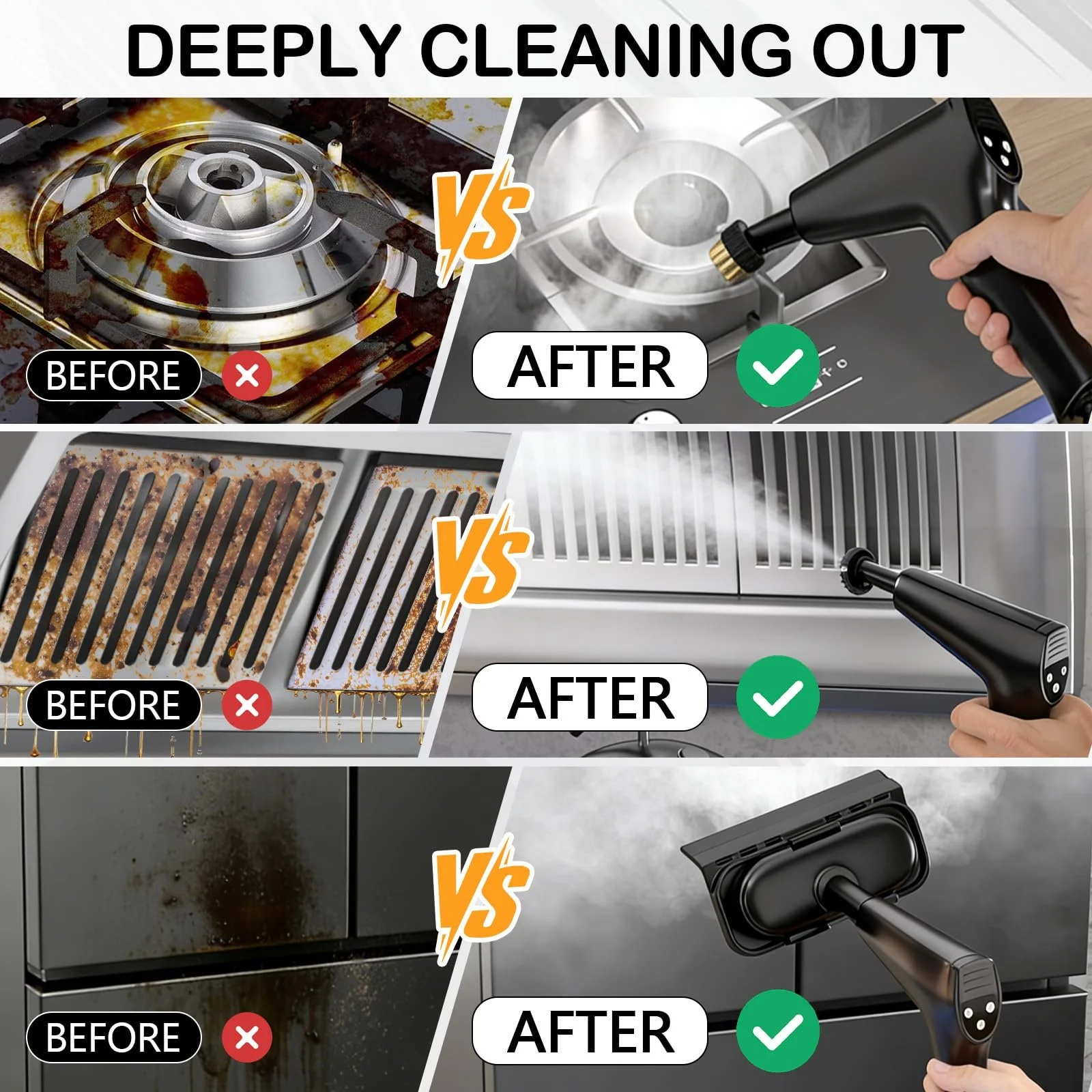 Пароочисник ручний 2500W 1.7L 6 рівнів нагрівання 15 секунд, фото №7