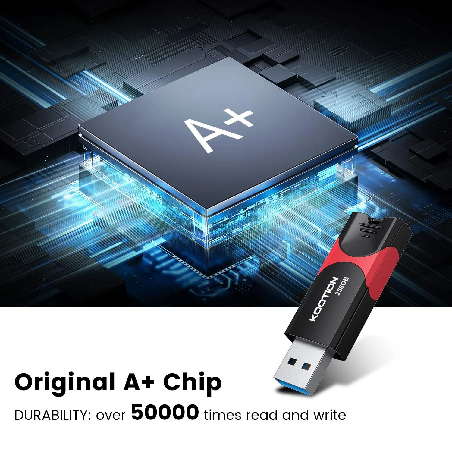 USB-накопичувач KOOTION 256ГБ USB 3.0 Sliding Чорний/Червоний, фото №6