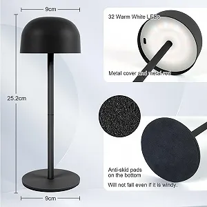 Настільна лампа HOTUT LED акумуляторна регульована висота сенсорна з димуванням Чорна synthetic.ua - Фото 1