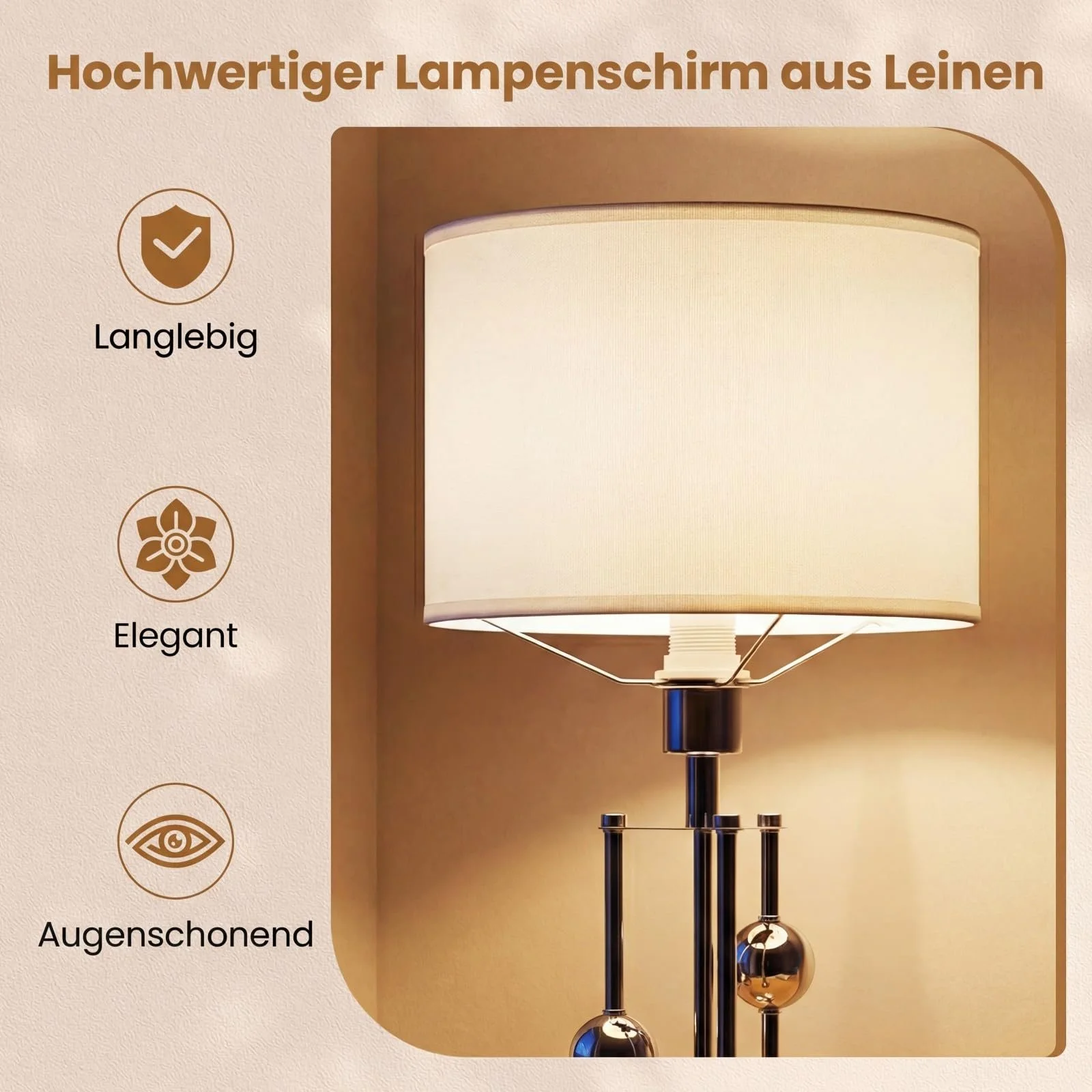 Настільна лампа COSTWAY з цоколем E27 лляним абажуром та декоративними кулями 30 x 60 см, фото №2