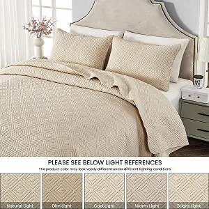 Покривало Qucover 240 x 260 см, бежевий, набір з 2 наволочками 50 x 75 см synthetic.ua - Фото 1