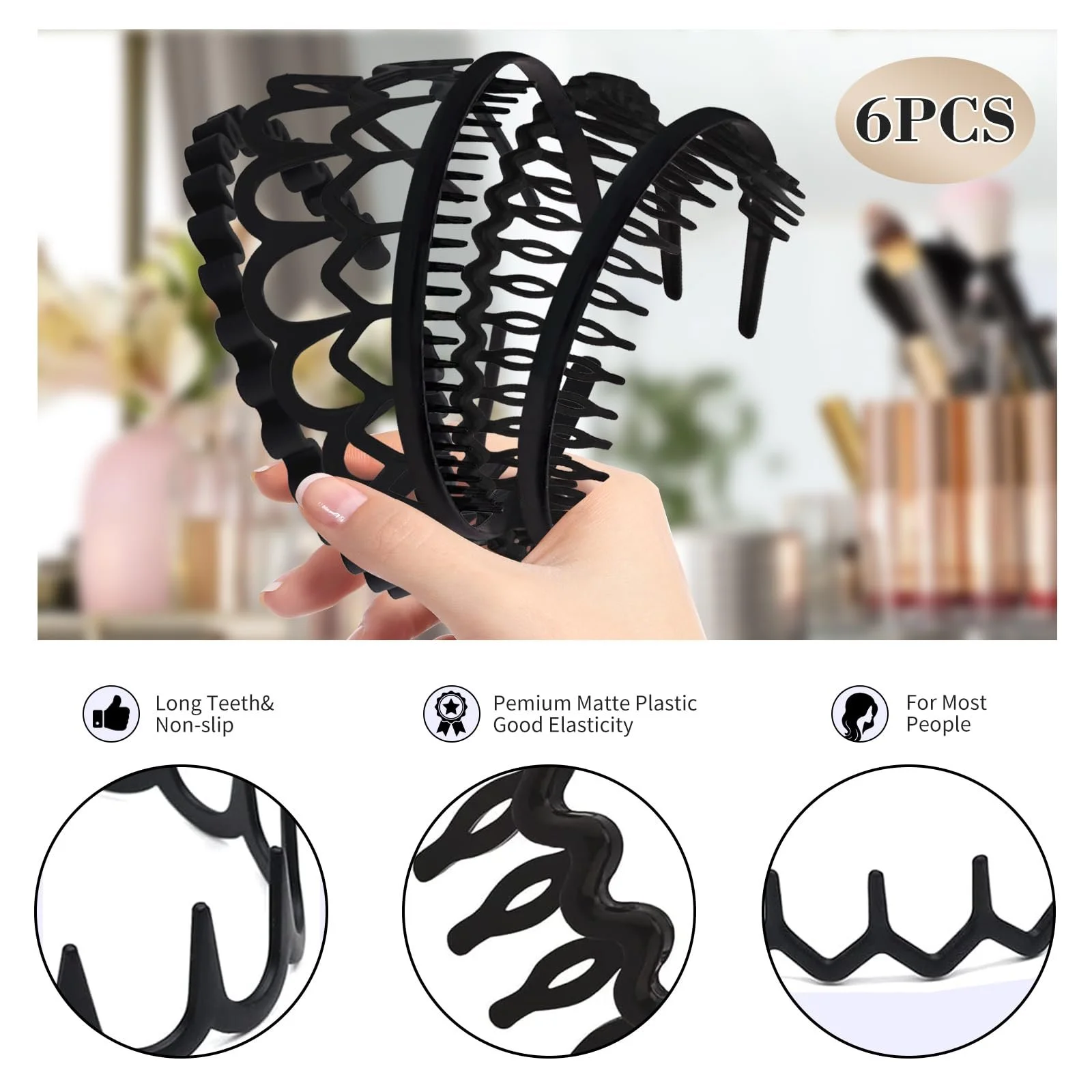 Набір пластикових обручів для волосся 6 шт., фото №3