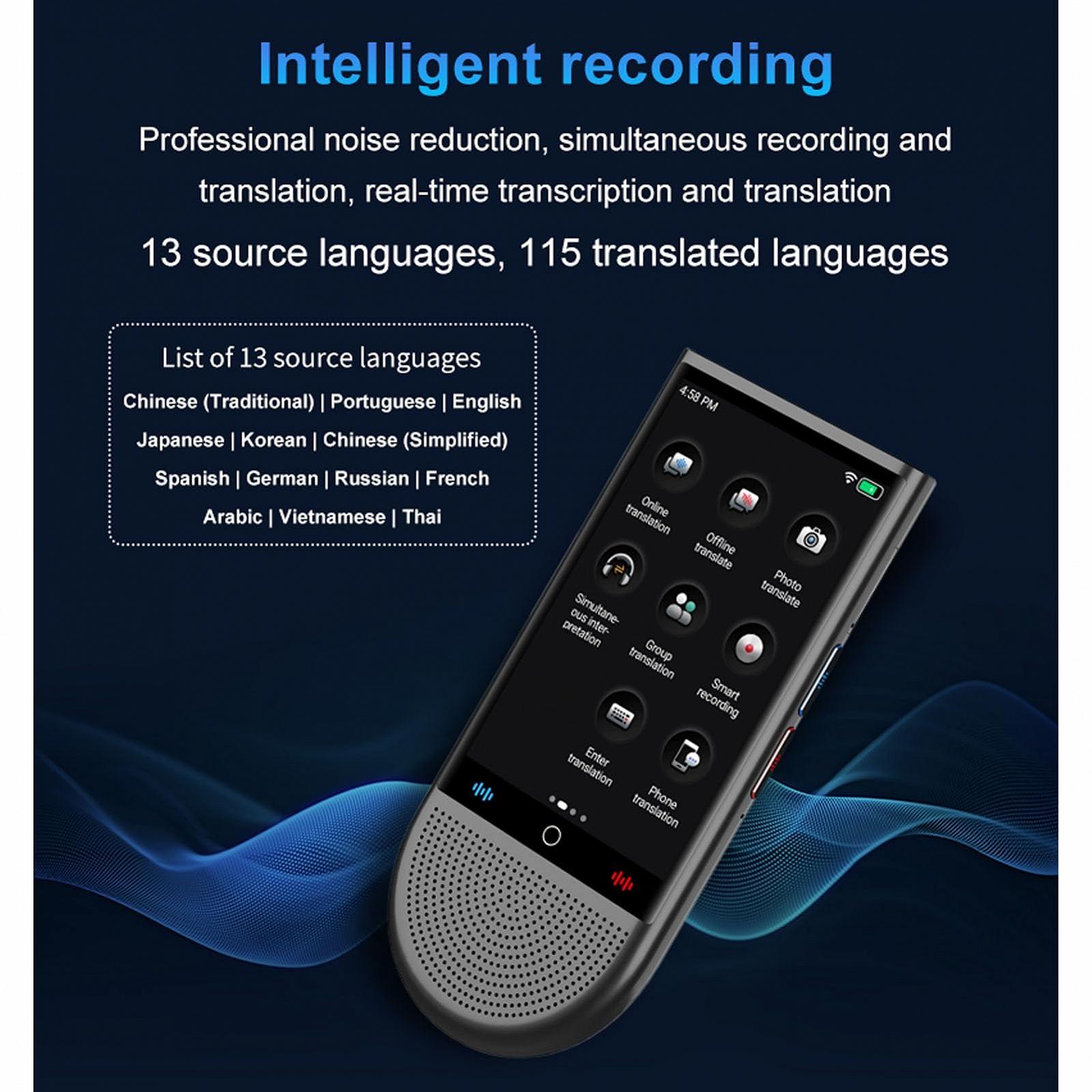 Переводчик языка Sorandy, 1 ГБ + 16 ГБ, 138 языков, оффлайн/онлайн перевод фото языка, устройство для перевода в реальном времени с 4-дюймовым сенсорным экраном, для путешествий, бизнеса, фото №4