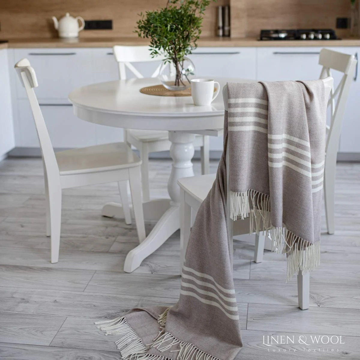 Плед Вовна мериноса Linen & Cotton Brooklyn Коричневий Натуральний (140 x 200 см), фото №5