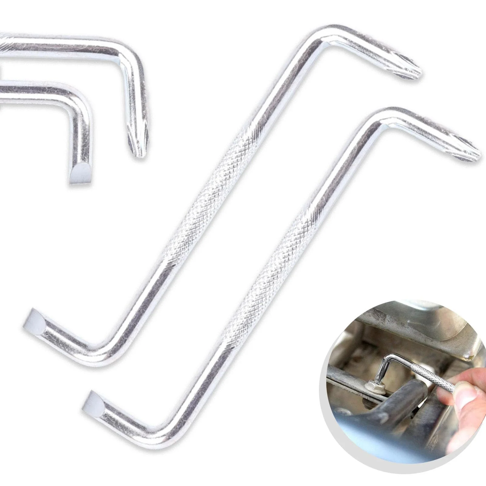 Набір Вигнутий Г-подібний ключ Чорний Хрестова викрутка Набір Багатофункціональна Подвійна Головка Сріблястий, фото №1