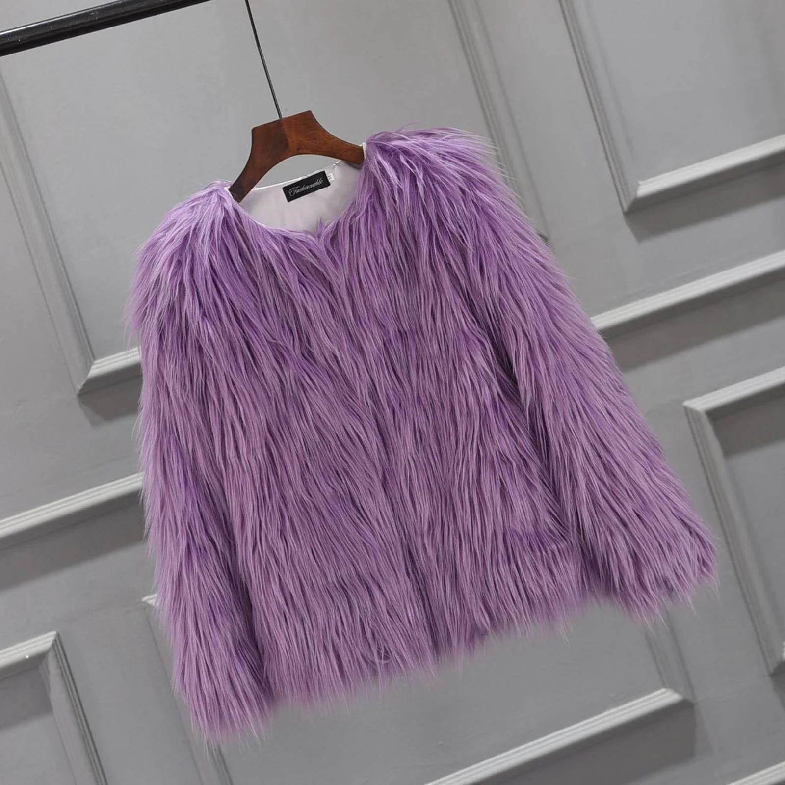 Пальто Henagehde для девочек, искусственный мех, однотонное, с длинными рукавами, милая модная зимняя теплая куртка, розовый цвет, 1-2 года, фото №2