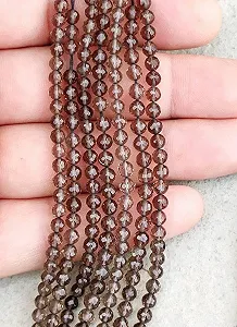 Круглые гладкие бусины из дымчатого кварца 4-4.5 мм, нить длиной 25 см бусины из драгоценных камней для ожерелья и браслета synthetic.ua - Фото 1