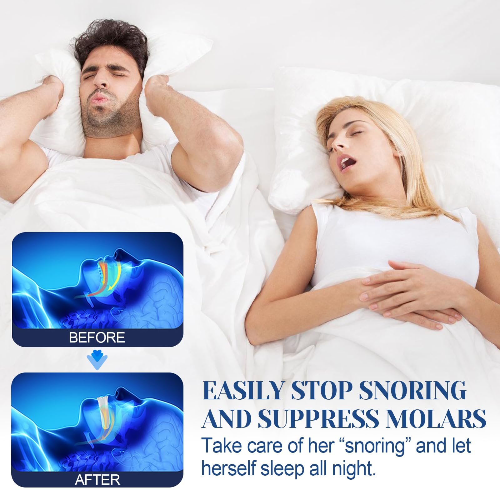 Капа от храпа, капа для рта против храпа и бруксизма, регулируемая, фото №3