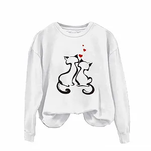 Свитшот Женский Valentine Heart 2025 Cute Cat с принтом, длинными рукавами, легкий, с круглым вырезом, пуловер, осенний synthetic.ua - Фото 1