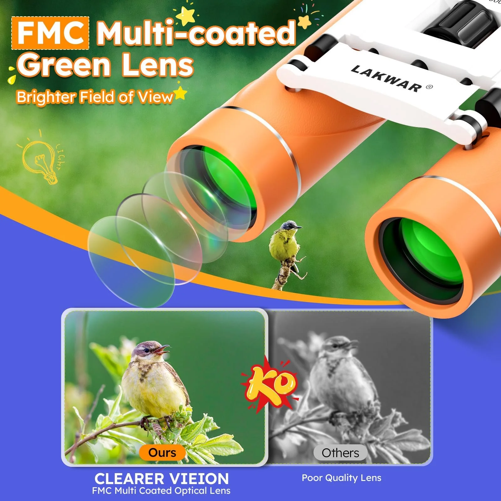 Бінокль 10x25 Compact Children Mini Waterproof Orange, фото №2