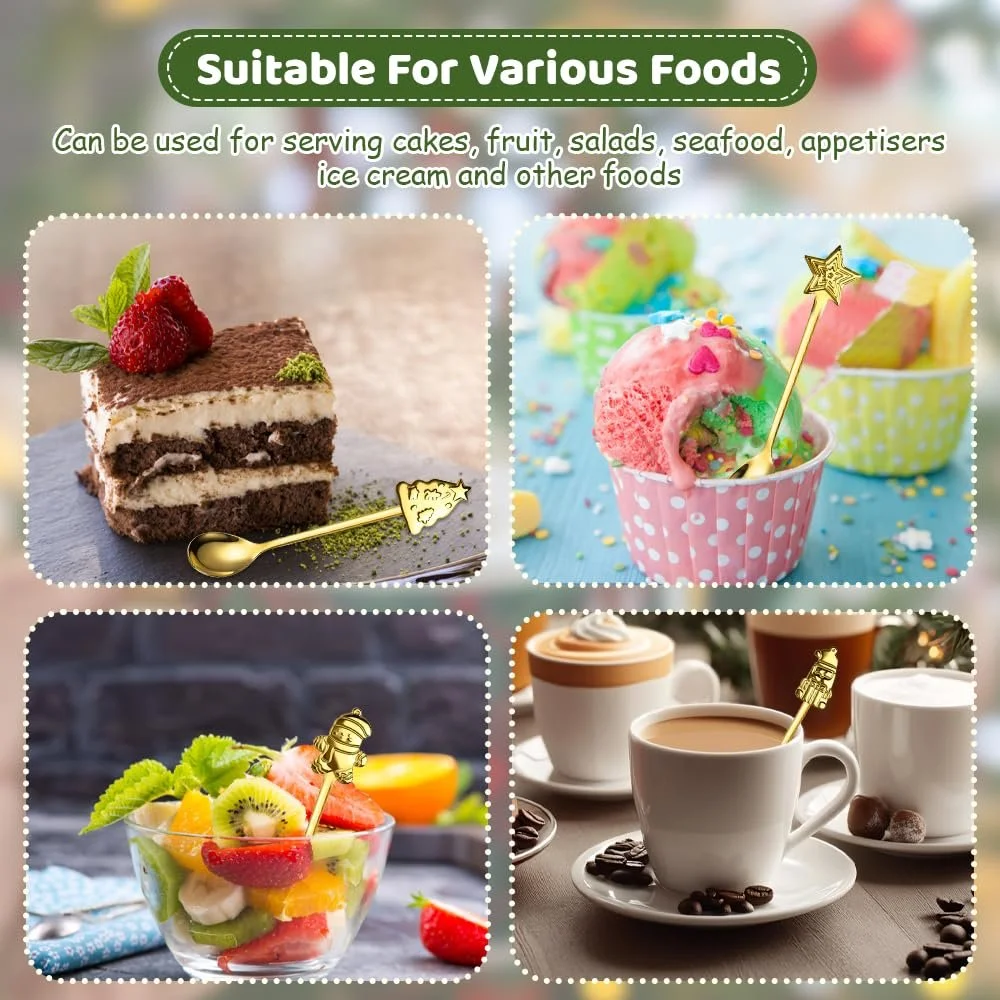 Набір з 8 різдвяних ложок Маленькі ложки з нержавіючої сталі, фото №5 Набір з 8 різдвяних ложок Маленькі ложки з нержавіючої сталі, фото №5