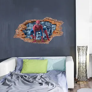 3D наклейка на стіну Finest Folia Wall Hole W009 03 Spiderman реалістична самоклеюча 1 х 0,53 м synthetic.ua - Фото 1