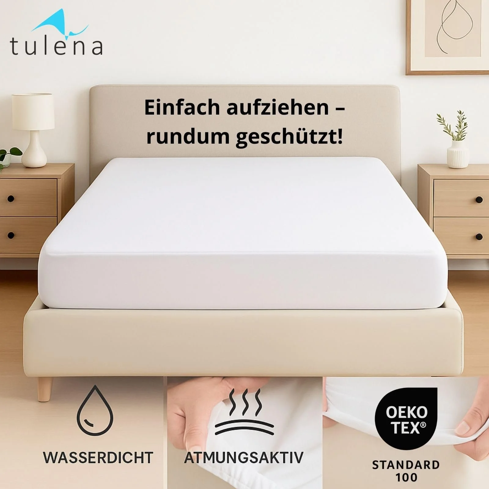 Наматрасник TULENA 140 x 200 см, простыня, 100% водонепроницаемый, фото №5
