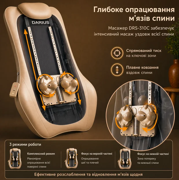 Массажная подушка Darius DRS-310C для шеи и спины с подогревом, роликовый массажер для плеч и поясницы, фото №4 Массажная подушка Darius DRS-310C для шеи и спины с подогревом, роликовый массажер для плеч и поясницы, фото №4