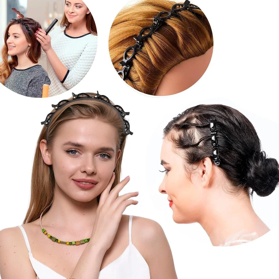 Набір обручів для волосся з затискачами, фото №4