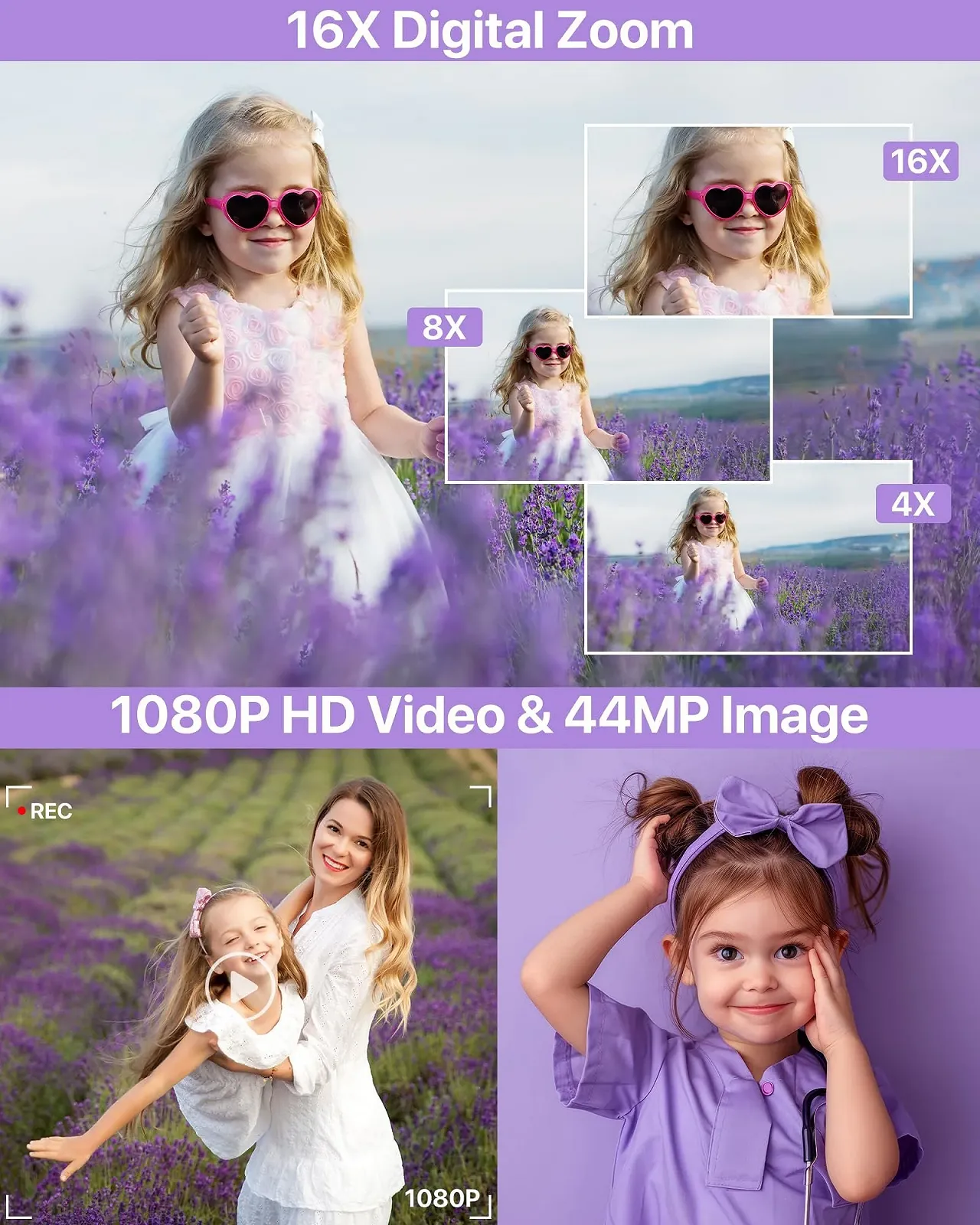 Цифровий фотоапарат 1080P 44MP 16X Digital Zoom 2.4 Inch LCD 32G Micro SD, фото №2