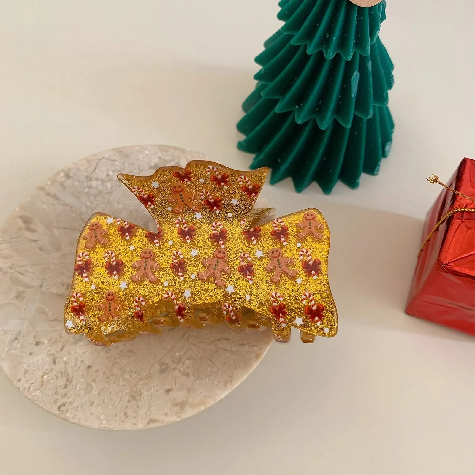 Краб для волосся Schöne зі стразами, шпилька у вигляді Санти, фото №3