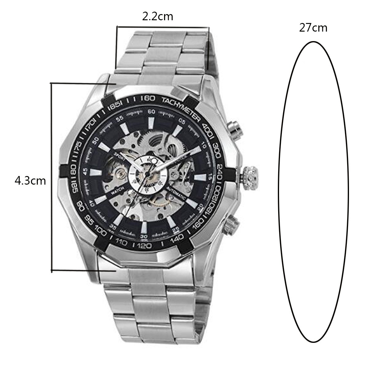 Механические наручные часы-скелетон GuTe Fashion Серебристый Черный мужской Автоматический Люминесцентные стрелки, фото №4 Механические наручные часы-скелетон GuTe Fashion Серебристый Черный мужской Автоматический Люминесцентные стрелки, фото №4