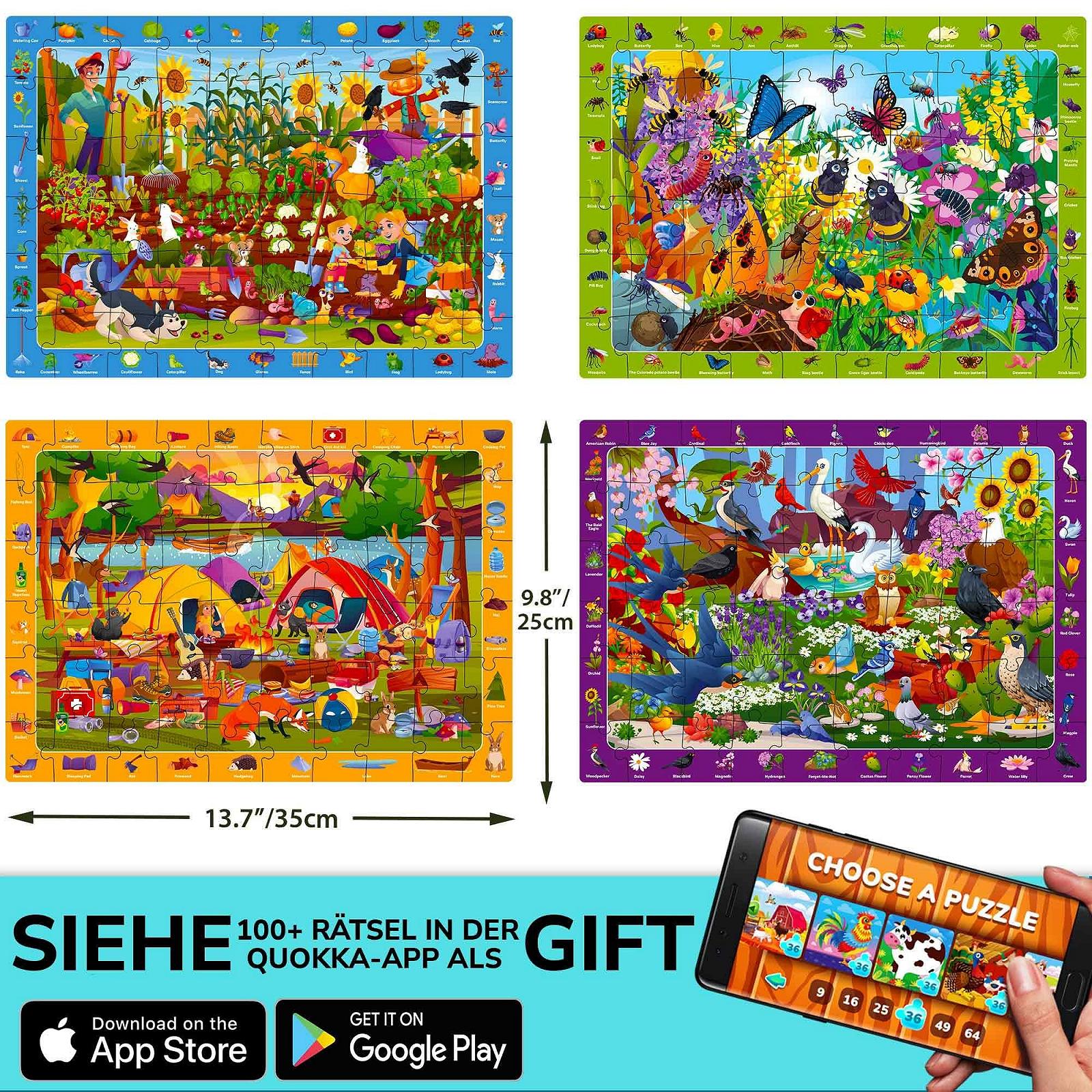 Пазл QUOKKA Птицы, Кемпинг, Сад и Жуки 4 х 60 деталей рамка поиск и находка для детей 4-7 лет, фото №5 Пазл QUOKKA Птицы, Кемпинг, Сад и Жуки 4 х 60 деталей рамка поиск и находка для детей 4-7 лет, фото №5