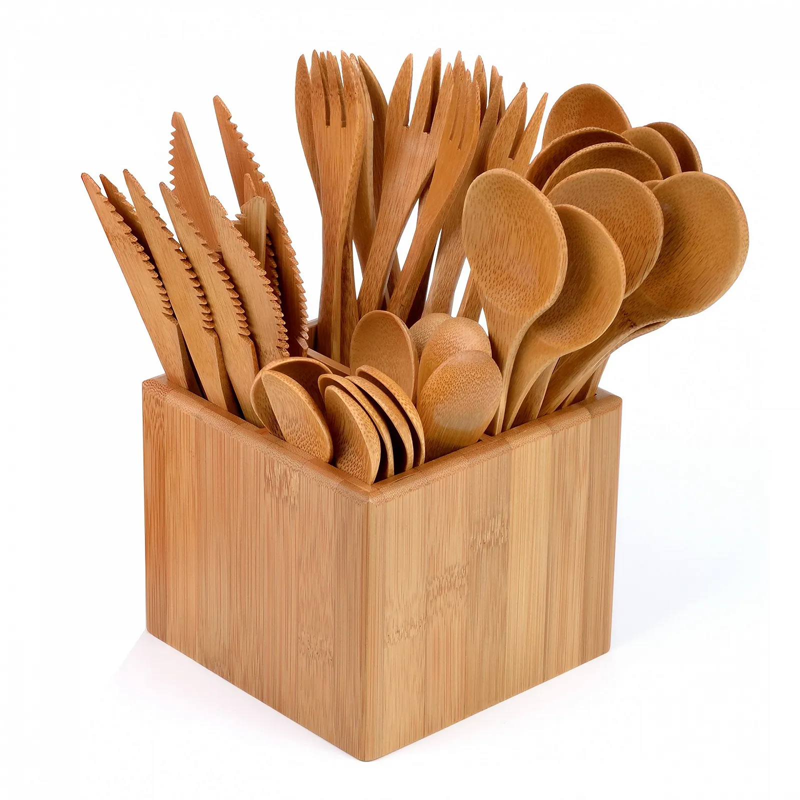 Набір столового приладдя GRÄWE, 41 предмет для 10 осіб, дерев'яне столове приладдя в бамбуковій коробці, екологічно чисте, біорозкладне, фото №1 Набір столового приладдя GRÄWE, 41 предмет для 10 осіб, дерев'яне столове приладдя в бамбуковій коробці, екологічно чисте, біорозкладне, фото №1