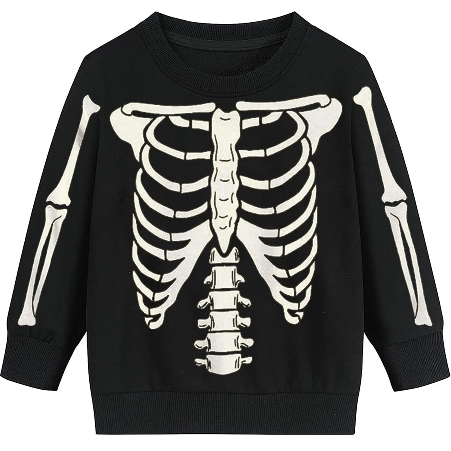 Джемпер детский для мальчиков на Хэллоуин Pumpkin Хлопковая толстовка свитшот Светящийся скелет Рубашка с длинными рукавами Топы 2-7 лет, фото №1
