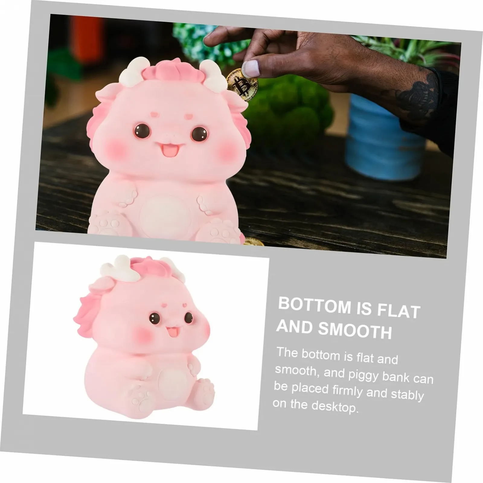 Копилка VICASKY Дракон Средняя Виниловая Розовая, фото №7