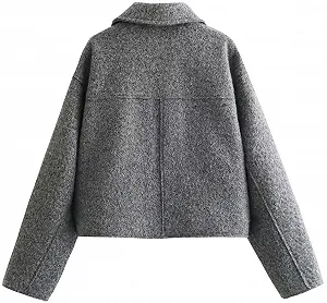 Коротка вовняна куртка Silver Basic Жіноча Повсякденна на блискавці synthetic.ua - Фото 1