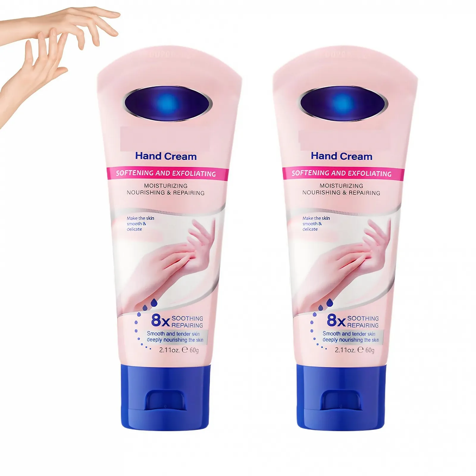 Увлажняющий крем для рук 60 г x 2, веганский крем для рук, увлажняет, улучшает эластичность кожи, делает руки мягче и белее, антивозрастной гель для рук, фото №1
