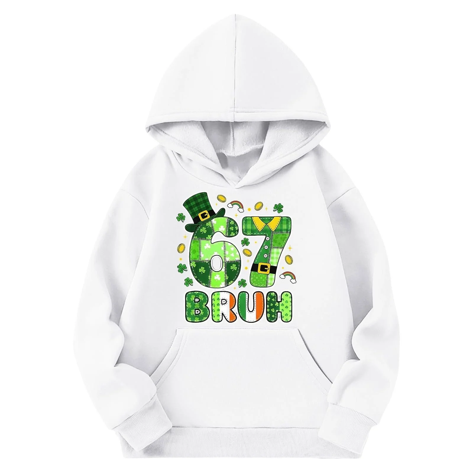Худи 67 Meme, подростковое, с длинным рукавом, с принтом 67 ко Дню Святого Патрика, удобный мягкий свитшот, уличная одежда для мальчиков и девочек, повседневная куртка, фото №1