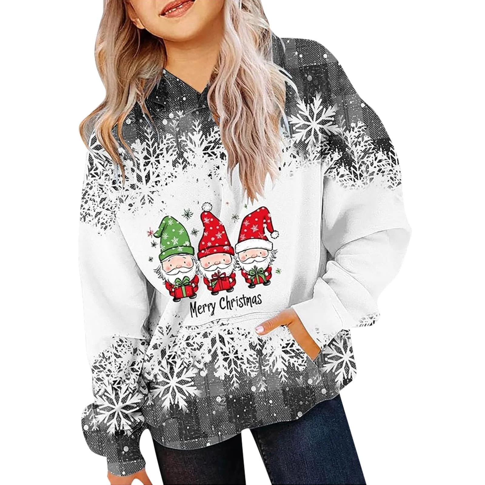 Худи для девочки Зимняя Рождественская тематика Снеговик Длинный рукав Цвет не указан, фото №1