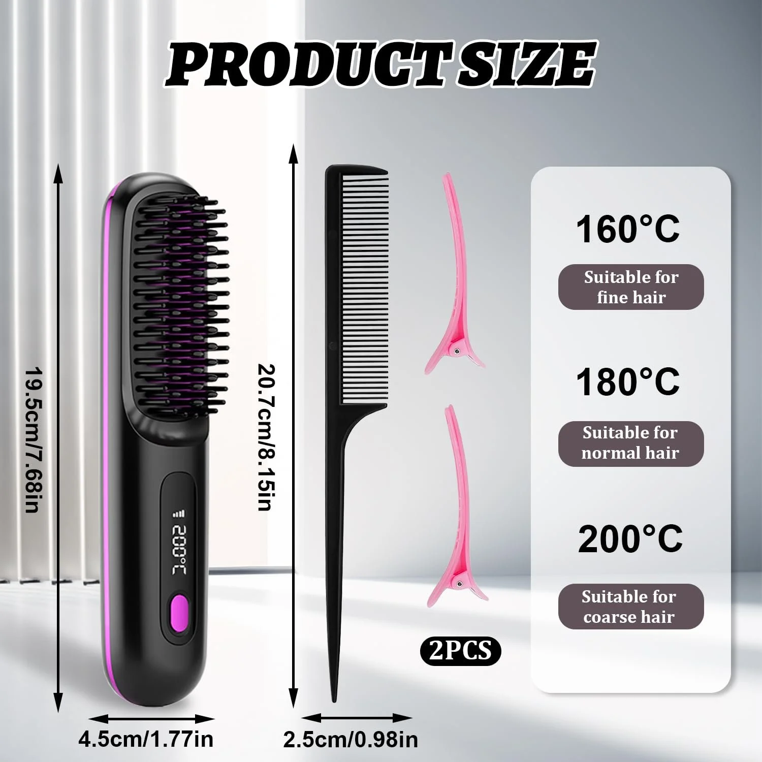 Щітка-випрямляч Ka-bellos 2026 Wireless 160 °C - 200 °C LED 3 температурні режими, фото №2 Щітка-випрямляч Ka-bellos 2026 Wireless 160 °C - 200 °C LED 3 температурні режими, фото №2