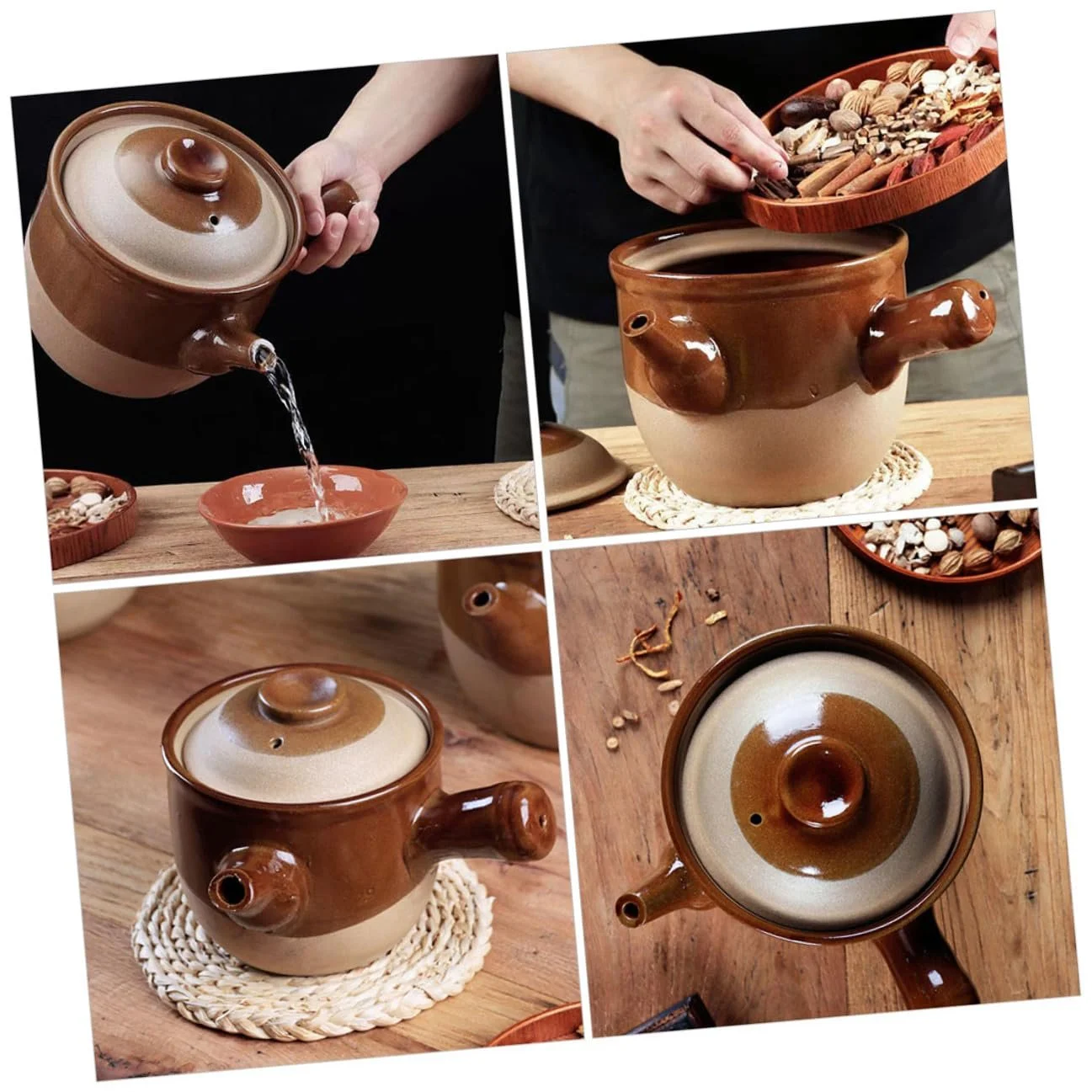 Китайская глиняная кастрюля ручной работы для трав керамическая термостойкая, фото №5