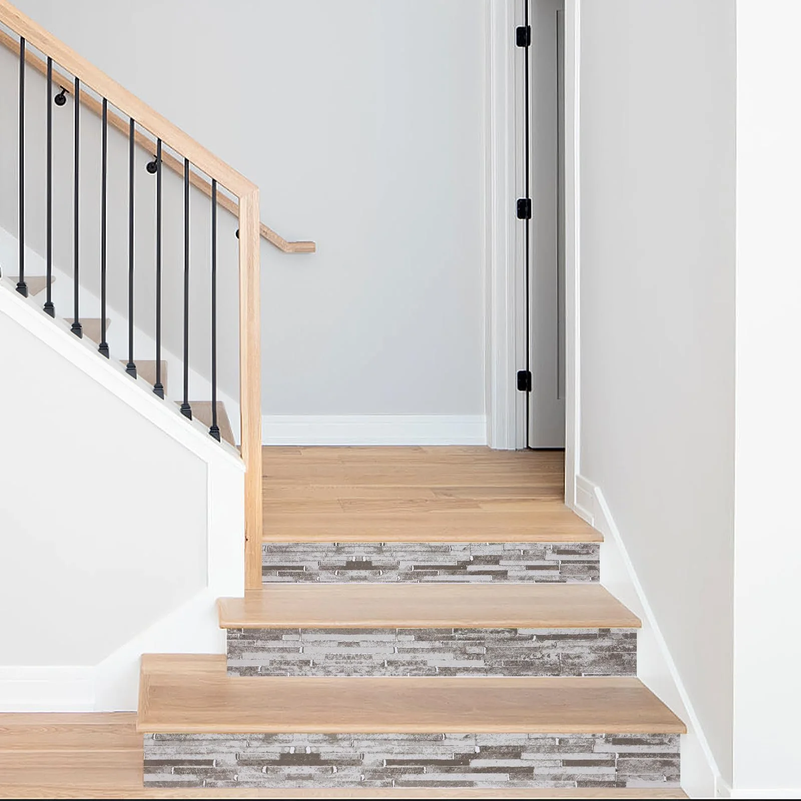 Наклейка для сходів та шаф самоклеюча водонепроникна 14 шт. 100 см x 18 см Grey Brick, фото №7