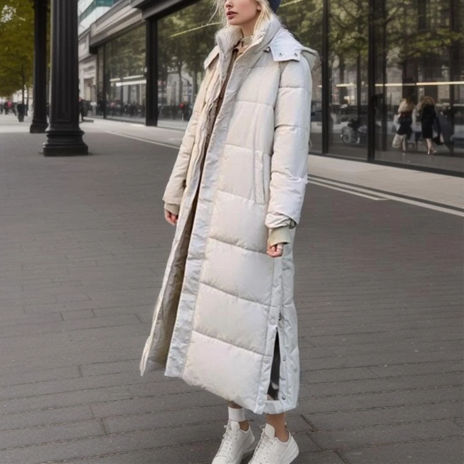 Пальто Petalum Зимове Довге стьобане З капюшоном Бавовняне, фото №2