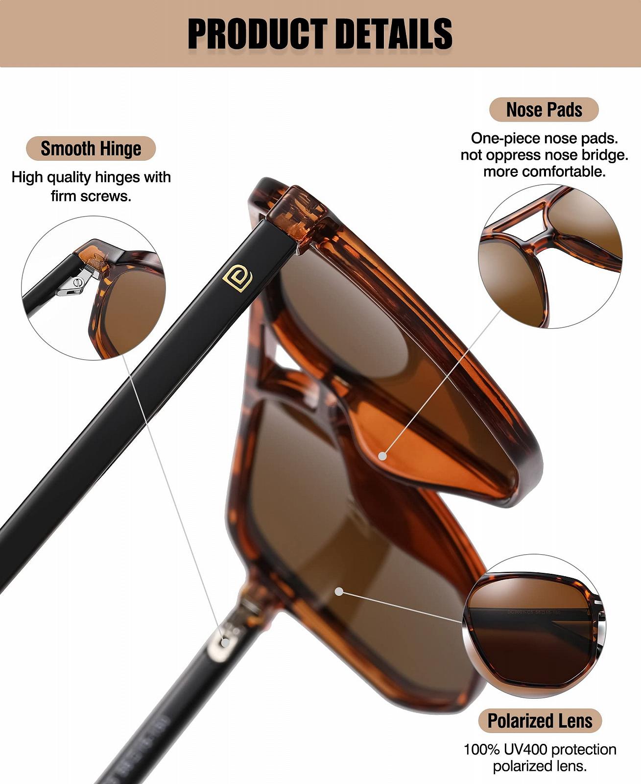 Сонцезахисні окуляри Квадратні Поляризовані DUCO Ретро Вінтажні DC3001, фото №3 Сонцезахисні окуляри Квадратні Поляризовані DUCO Ретро Вінтажні DC3001, фото №3