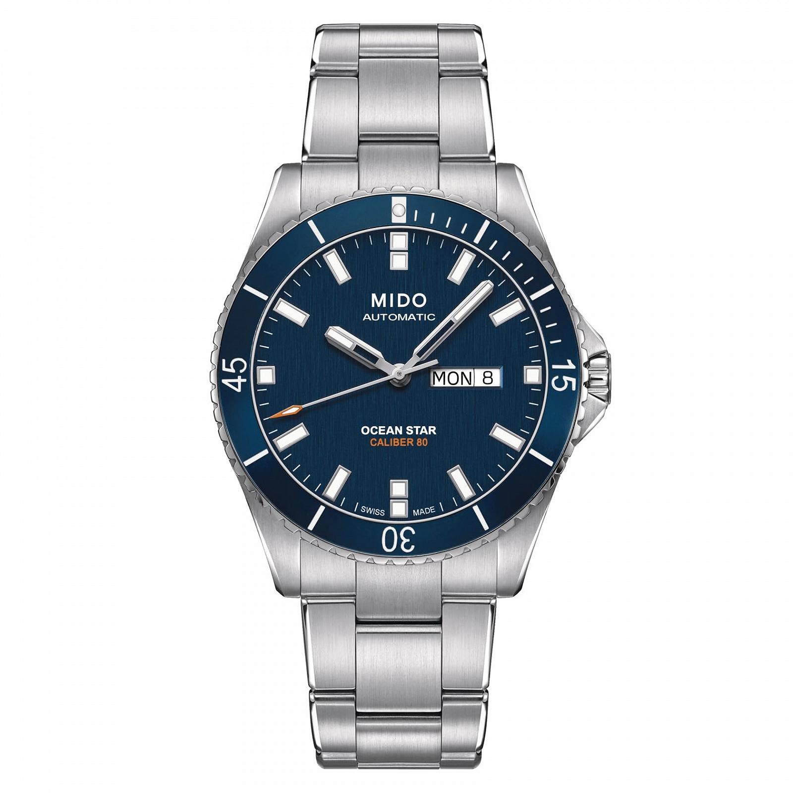 Годинник Mido Ocean Star Captain V 42.5мм Сталевий браслет та корпус Автоматичний Синій циферблат, фото №1