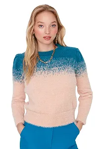 Женский свитшот TRENDYOL с круглым вырезом и градиентом цвета synthetic.ua - Фото 1