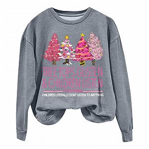 Женские рождественские свитшоты Рождественский топ Женская одежда Рождественские елки Свитшот Женский Смешной елочный кемпинговый свитшот Повседневные осенние пуловеры Зимние для женщин synthetic.ua - Фото 1