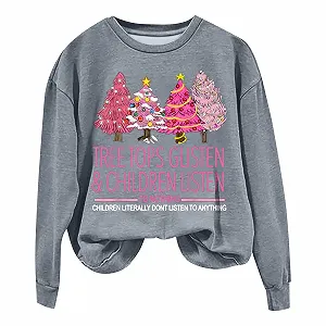 Женские рождественские свитшоты Рождественский топ Женская одежда Рождественские елки Свитшот Женский Смешной елочный кемпинговый свитшот Повседневные осенние пуловеры Зимние для женщин synthetic.ua - Фото 1