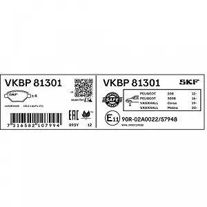 Комплект гальмівних колодок, дискове гальмо SKF VKBP 81301 для OPEL VAUXHALL, передній міст synthetic.ua - Фото 1