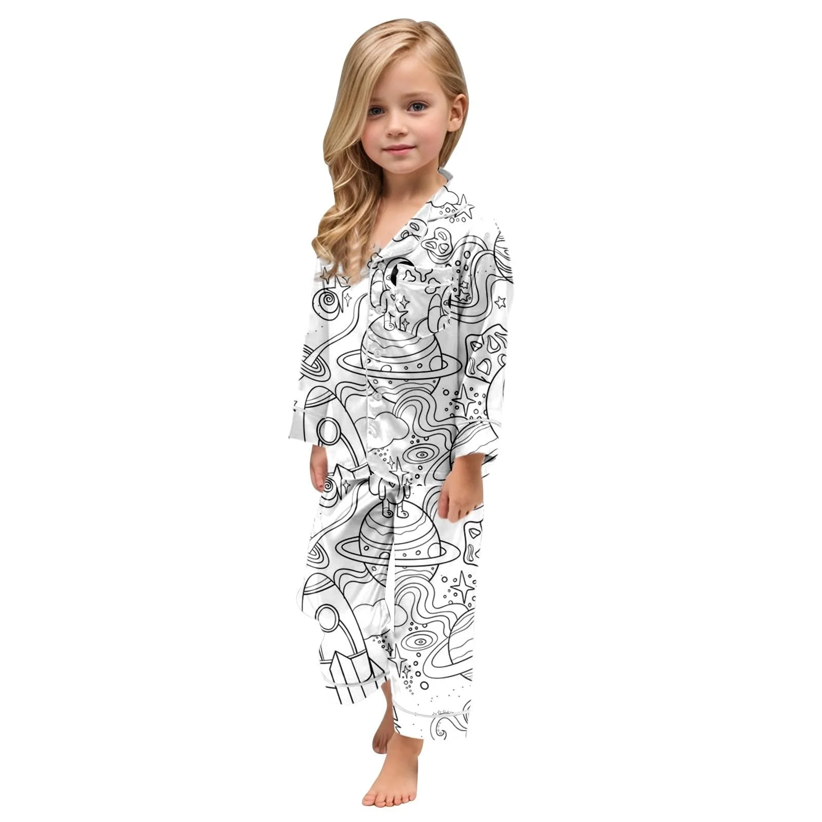 Дитяча піжама для розфарбовування DIY, комплект з двох предметів, зимовий домашній комплект, фото №5