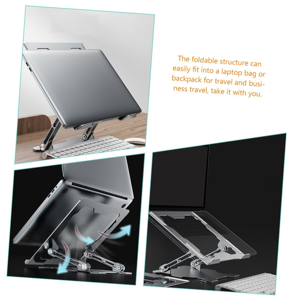 Регульована підставка для ноутбука Gatuida з алюмінієвого сплаву, багатофункціональна, ергономічна, регульована по висоті для офісу та подорожей, фото №3