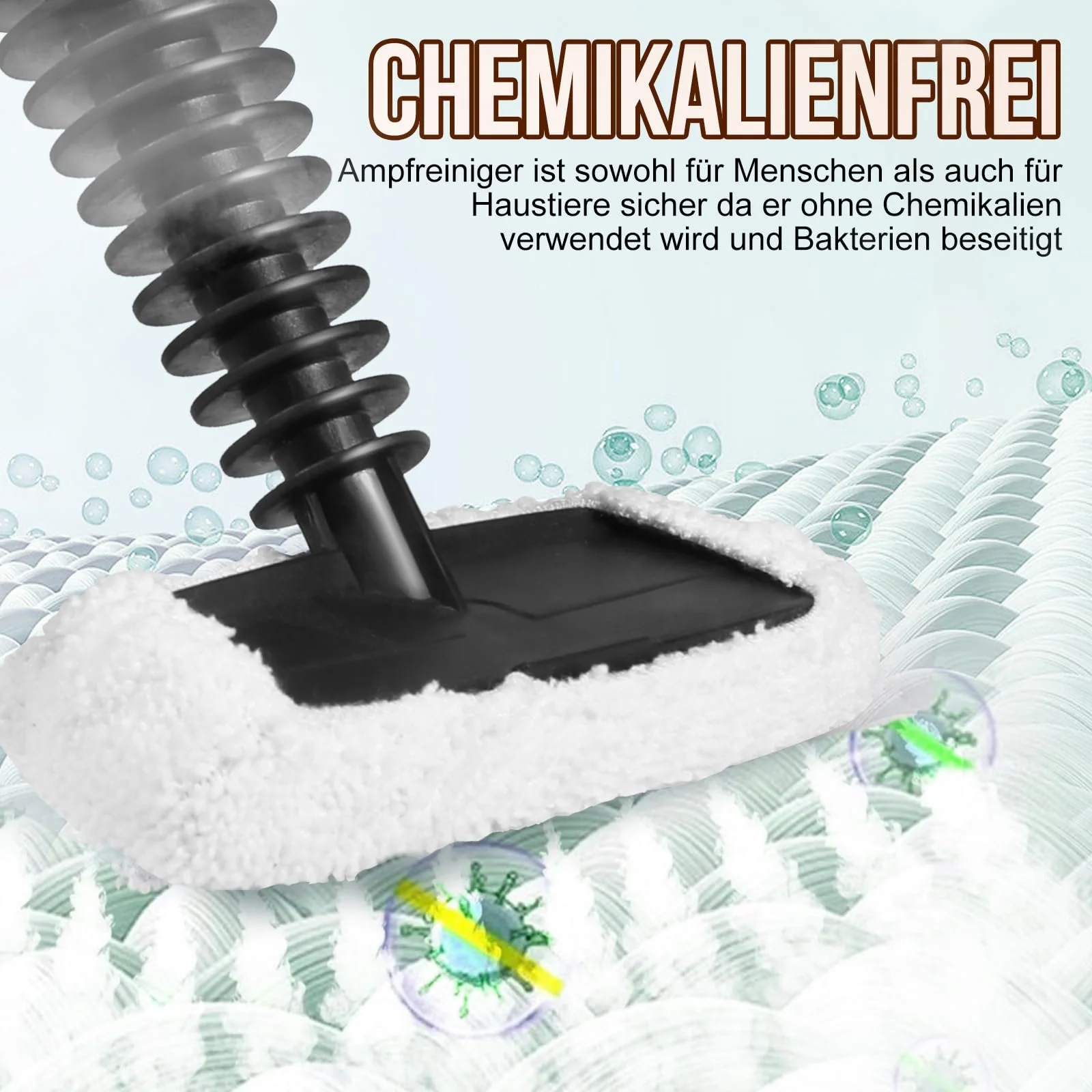 Пароочисник 1050W з 11 аксесуарами для домашнього текстилю, оббивки, килимів, плитки, іграшок та автомобільних сидінь, фото №3