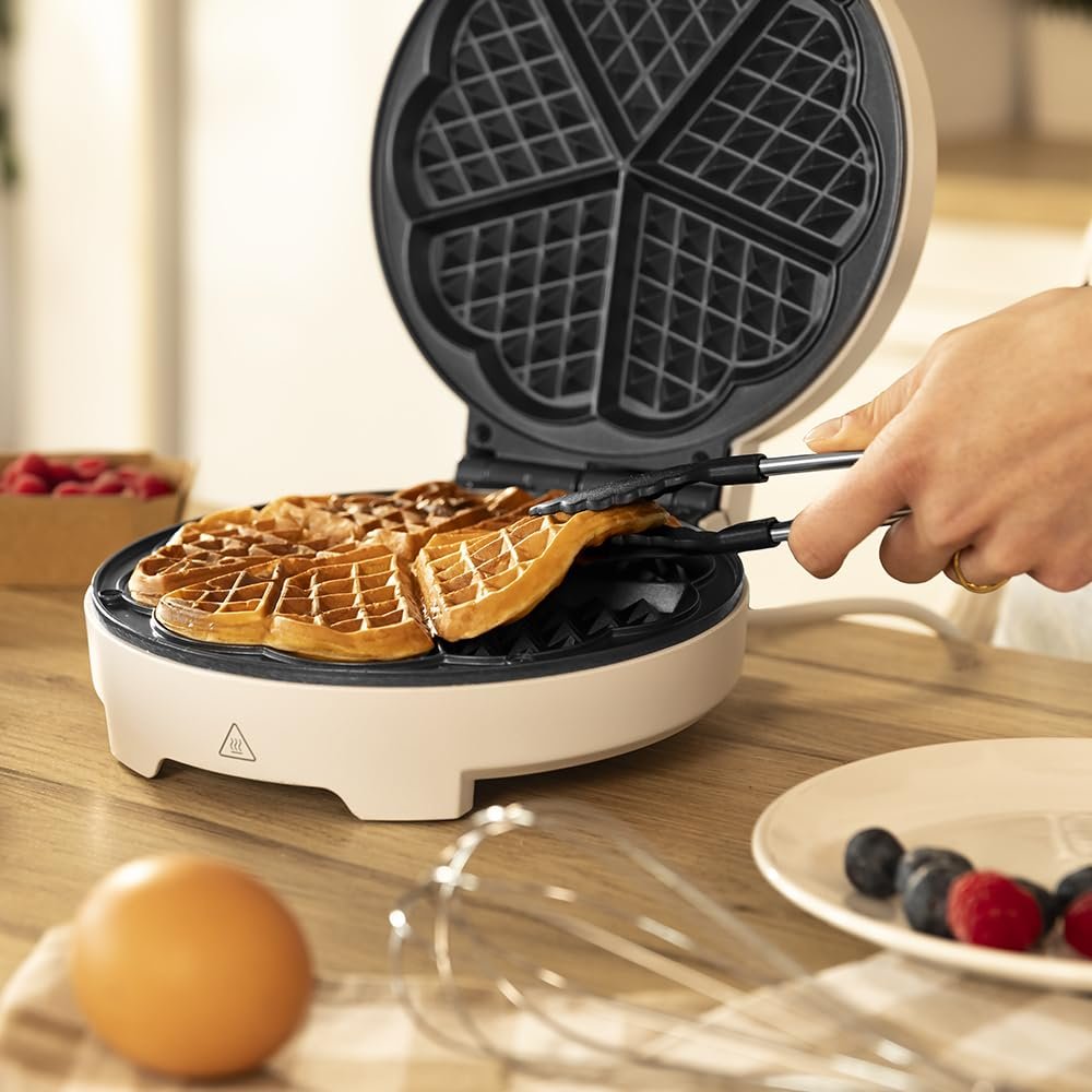 Вафельница Cecotec Fun Gofrestone Round Electric, 1000 Вт, поверхность из нержавеющей стали, 1-5 вафель, форма сердца или 1 большая вафля, антипригарное покрытие, равномерное приготовление, световой индикатор, фото №4