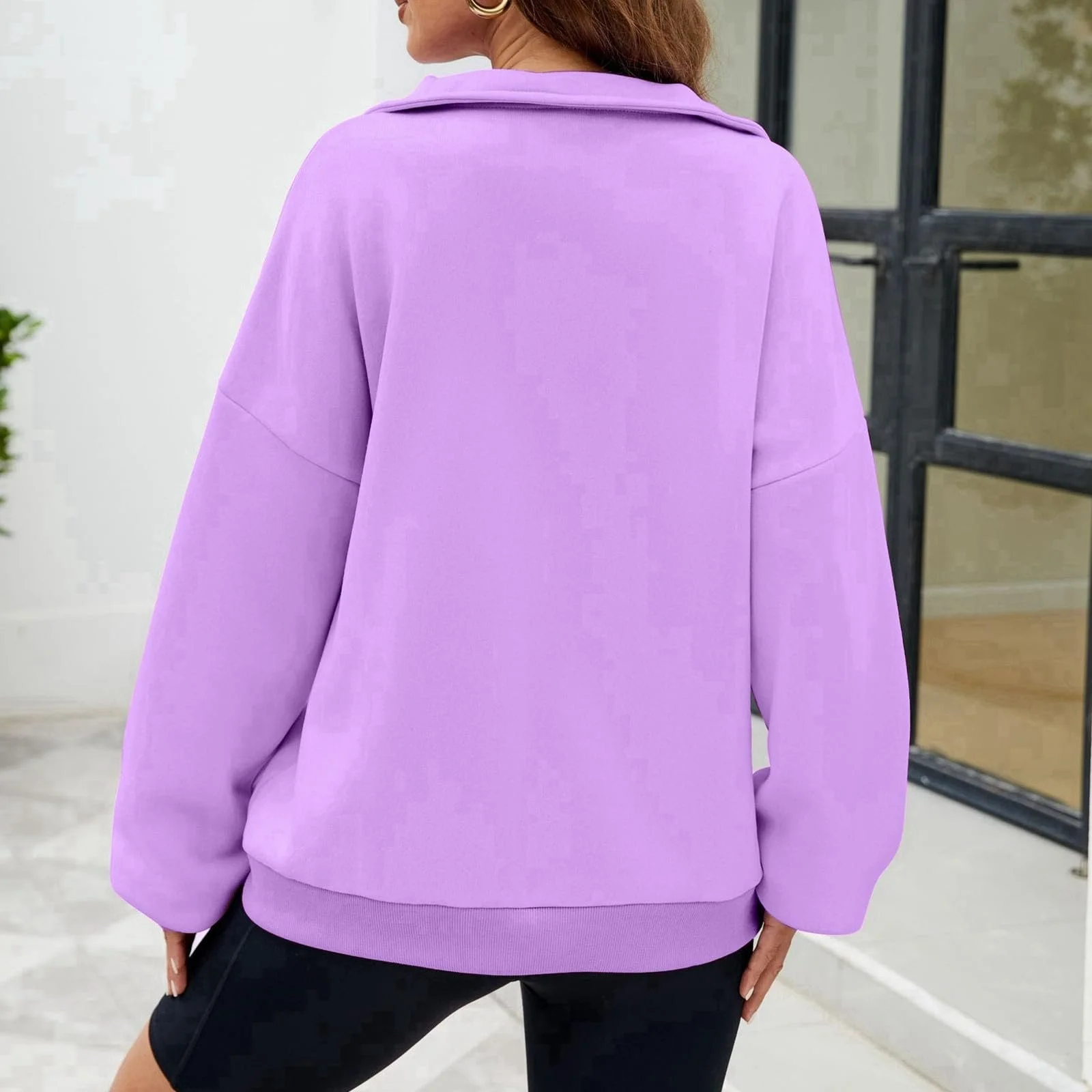 Женская Толстовка на Молнии, Удобная, с Высоким Воротником, Однотонная, Повседневная, Workou, на Молнии, Воротник, Свободный Крой, на Флисе, Зимняя, Осенняя, Однотонные Худи 2025, фото №3
