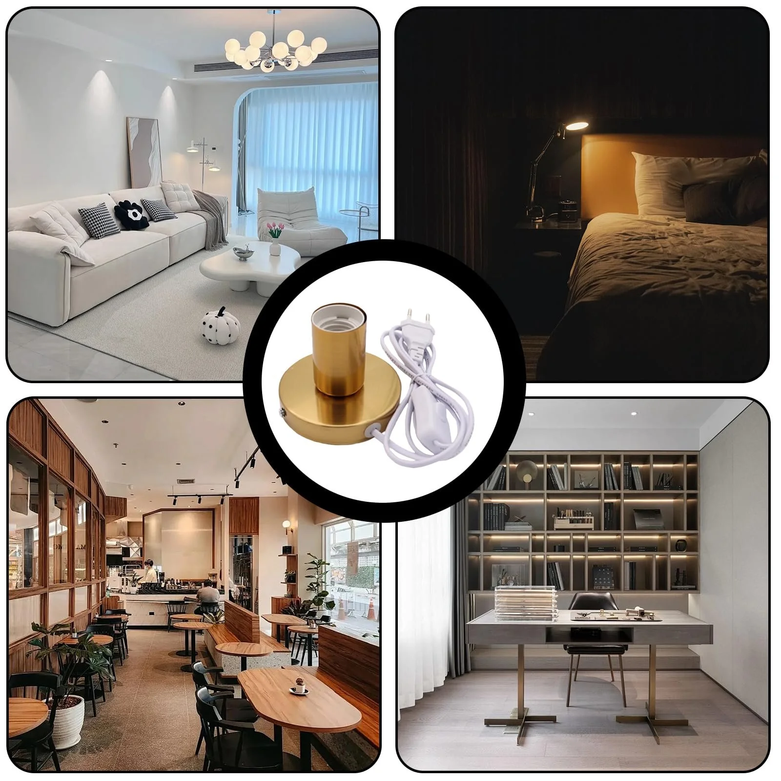 Основа для настільної лампи Vintage E27 кабель 1.8 м з вимикачем макс. 100 Вт Gold, фото №7