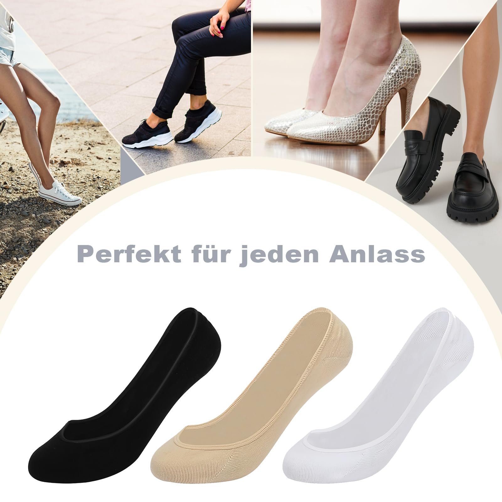 Носки ZOCONE Женские Хлопковые Ankle No Show Invisible с Нескользящим Силиконом Дышащие для Балерин Лоферов (34-38), фото №7