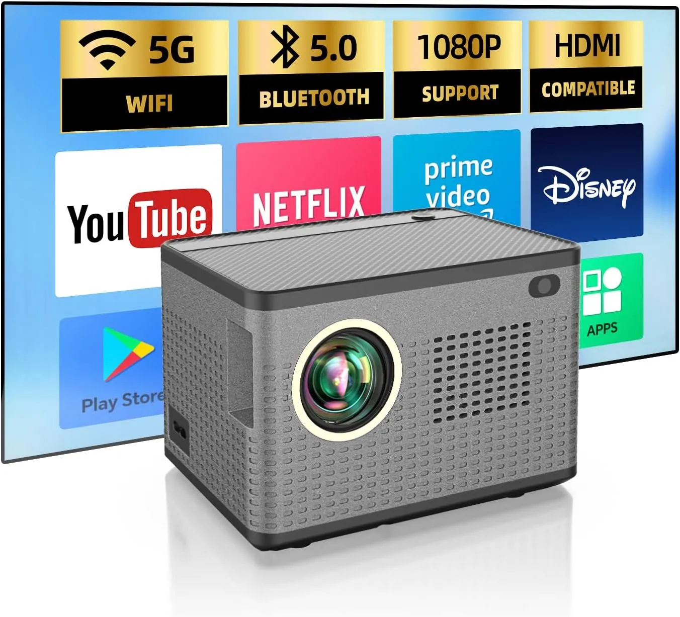 Проектор APSOON LX5500-1 HD Wi-Fi Bluetooth Android 9, фото №2